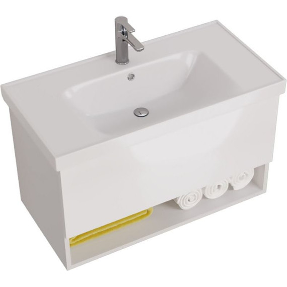 Тумба подвесная с раковиной Dreja Perfecto 90 см 99.0808, белый глянец фото 10