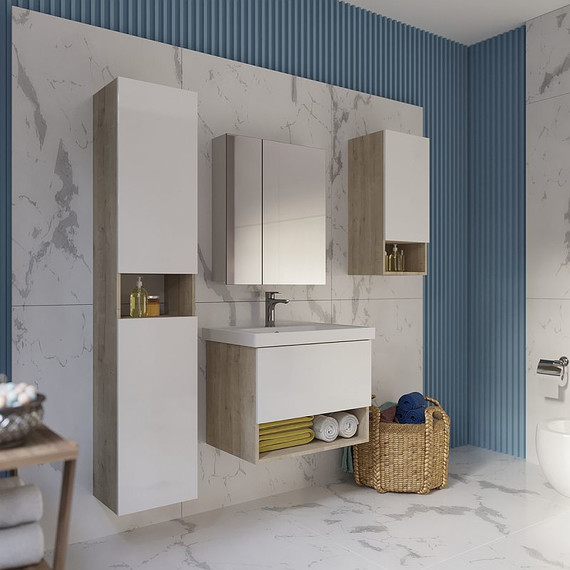 Пенал подвесной Dreja Perfecto 35 см 99.0814, дуб эврика/белый глянец - 6 Пенал подвесной Dreja Perfecto 35 см 99.0814, дуб эврика/белый глянец фото 6