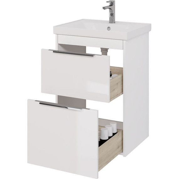 Тумба подвесная с раковиной Dreja Prime 60 см 99.9300, белый глянец фото 6