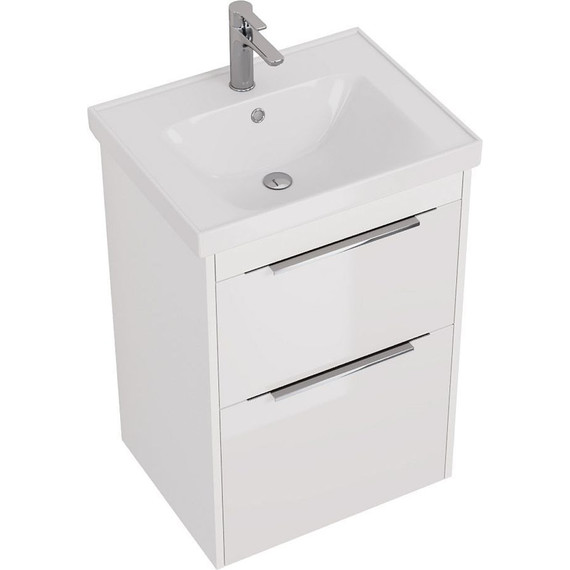 Тумба подвесная с раковиной Dreja Prime 60 см 99.9300, белый глянец фото 9