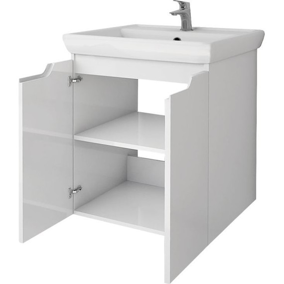 Тумба напольная с раковиной Dreja Q Plus 55 см 99.1008, белый глянец фото 8