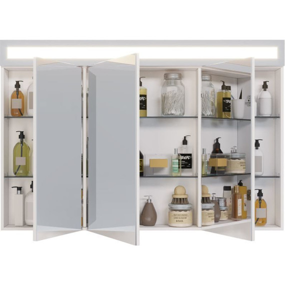 Зеркало-шкаф Dreja Uni 120 см 99.9013, белый глянец - 5 Зеркало-шкаф Dreja Uni 120 см 99.9013, белый глянец фото 5