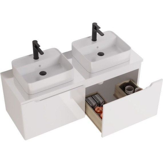 Тумба подвесная со столешницей Dreja W 125 см 99.9400, белый глянец фото 8