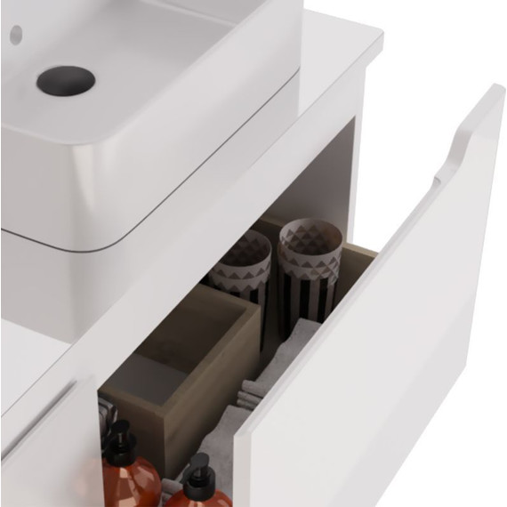 Тумба подвесная со столешницей Dreja W 125 см 99.9400, белый глянец фото 11