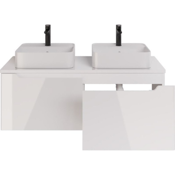 Тумба подвесная со столешницей Dreja W 125 см 99.9400, белый глянец фото 2