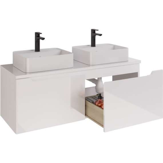 Тумба подвесная со столешницей Dreja W 125 см 99.9400, белый глянец фото 3