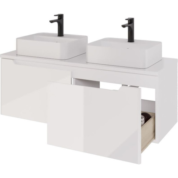 Тумба подвесная со столешницей Dreja W 125 см 99.9400, белый глянец фото 4