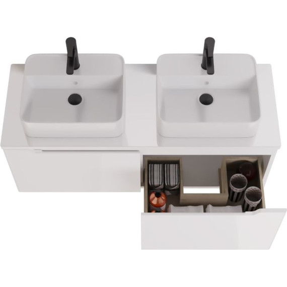 Тумба подвесная со столешницей Dreja W 125 см 99.9400, белый глянец фото 6