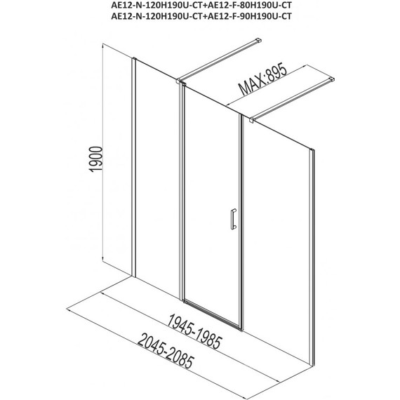 Душевая дверь Aquanet Cinetic AE12-N-120H190U-CT+AE12-F-80H190U-CT 200 см, хром/прозрачное - 5 Душевая дверь Aquanet Cinetic AE12-N-120H190U-CT+AE12-F-80H190U-CT 200 см, хром/прозрачное фото 5