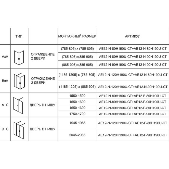 Душевая дверь Aquanet Cinetic AE12-N-90H190U-CT + AE12-F-80H190U-CT 170 см, хром/прозрачное - 3 Душевая дверь Aquanet Cinetic AE12-N-90H190U-CT + AE12-F-80H190U-CT 170 см, хром/прозрачное фото 3