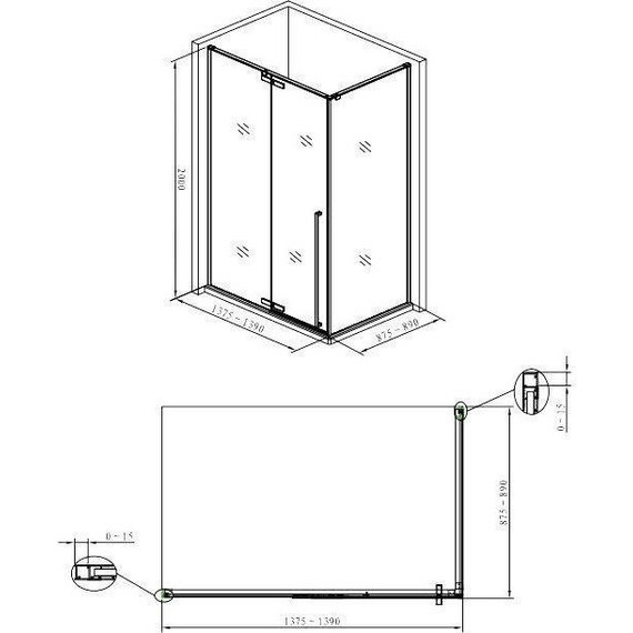 Душевое ограждение Aquanet Ideal AE-AXC94MB-S-C 140х90 см (стекло 8 мм), хром/прозрачное - 3 Душевое ограждение Aquanet Ideal AE-AXC94MB-S-C 140х90 см (стекло 8 мм), хром/прозрачное фото 3