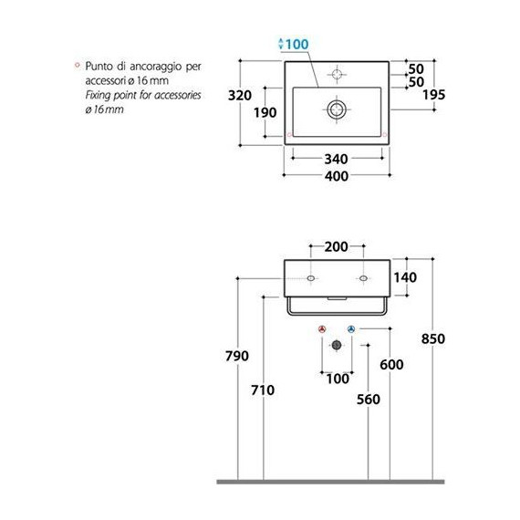 Раковина подвесная Globo Classic 40 см SCR40.BI*0 фото 2