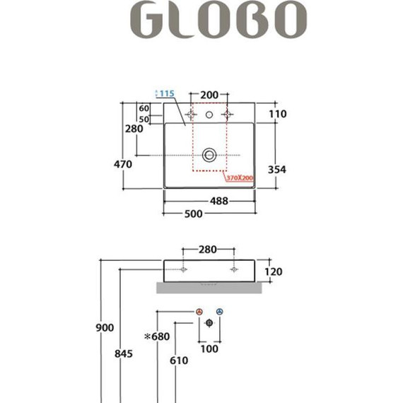 Раковина-чаша Globo T-Edge 50 см B6R51.BI*1 фото 3