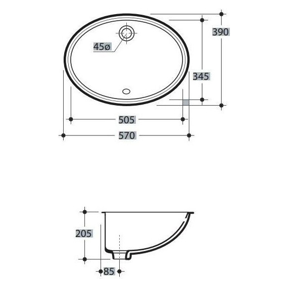 Раковина врезная под столешницу Kerasan Diamante 57 см 773301 фото 2