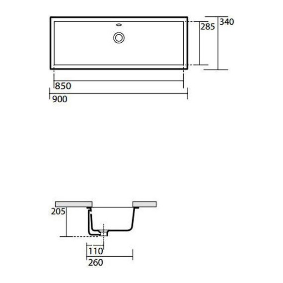Раковина врезная под столешницу Kerasan Slim 90 см 023001 фото 2