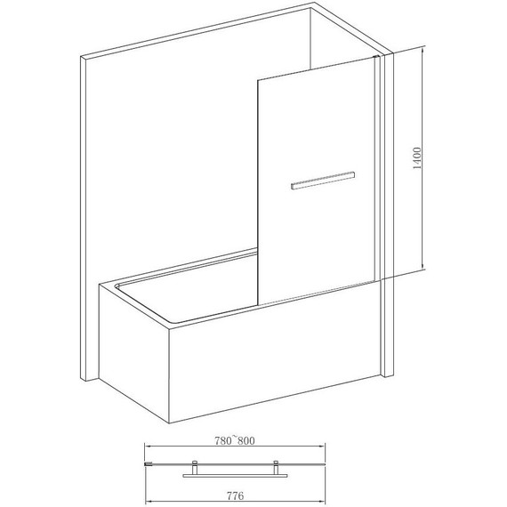 Шторка для ванны Abber Immer Offen 80 см AG70080B, черный/прозрачное - 3 Шторка для ванны Abber Immer Offen 80 см AG70080B, черный/прозрачное фото 3
