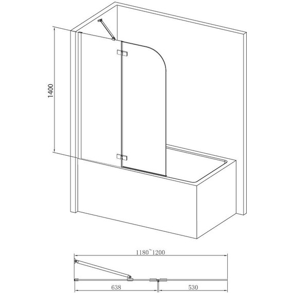 Шторка для ванны Abber Ewiges Wasser 120 см AG51120, хром/прозрачное - 3 Шторка для ванны Abber Ewiges Wasser 120 см AG51120, хром/прозрачное фото 3