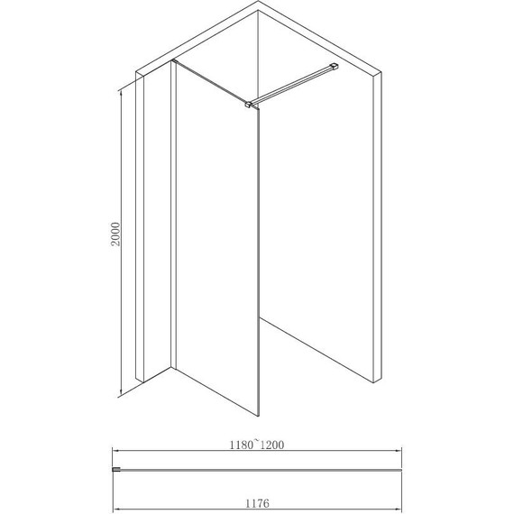 Душевая перегородка Abber Immer Offen 120 см AG61120B, черный/прозрачное - 3 Душевая перегородка Abber Immer Offen 120 см AG61120B, черный/прозрачное фото 3