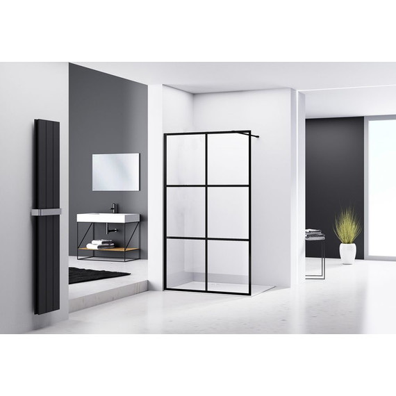 Душевая перегородка Abber Immer Offen 100 см AG62100B, черный/прозрачное фото 2