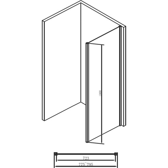 Боковая стенка Abber Schwarzer Diamant 80 см S80B, черный/прозрачное фото 3