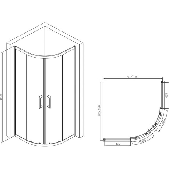 Душевое ограждение Abber Schwarzer Diamant 100х100 см AG01100B, черный/прозрачное фото 5