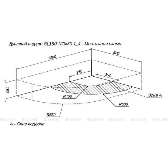 Поддон Aquanet GL180 120x80 см 265567 R - 7 Поддон Aquanet GL180 120x80 см 265567 R фото 7