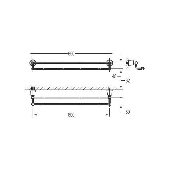 Держатель для полотенца Cezares Liberty 65 см CZR-F-8982 - 2 Держатель для полотенца Cezares Liberty 65 см CZR-F-8982 фото 2