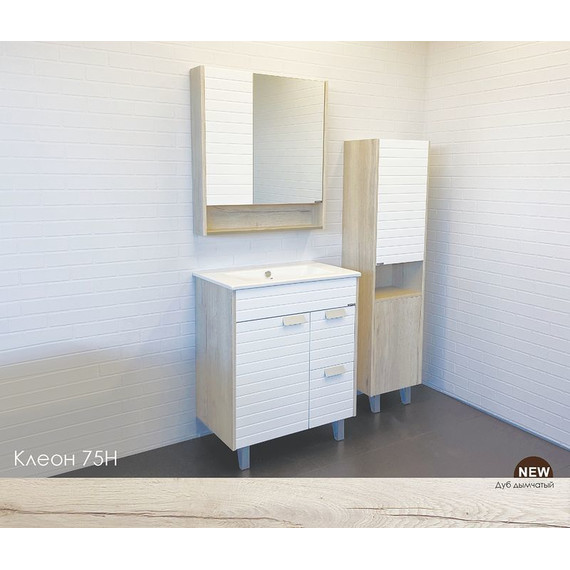 Тумба напольная с раковиной Comforty Клеон 75H см, дуб дымчатый фото 3