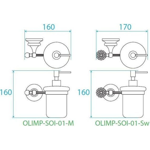 Дозатор для жидкого мыла Cezares Olimp OLIMP-SOI-01-M - 2 Дозатор для жидкого мыла Cezares Olimp OLIMP-SOI-01-M фото 2