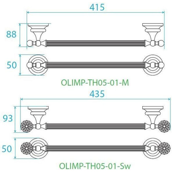 Держатель для полотенца Cezares Olimp 41 см OLIMP-TH05-01-M - 2 Держатель для полотенца Cezares Olimp 41 см OLIMP-TH05-01-M фото 2