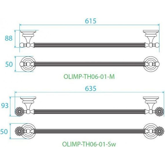 Держатель для полотенца Cezares Olimp 63 см OLIMP-TH06-01-Sw - 2 Держатель для полотенца Cezares Olimp 63 см OLIMP-TH06-01-Sw фото 2