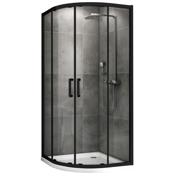 Душевое ограждение Abber Schwarzer Diamant 90х90 см AG01090B, черный/прозрачное фото 