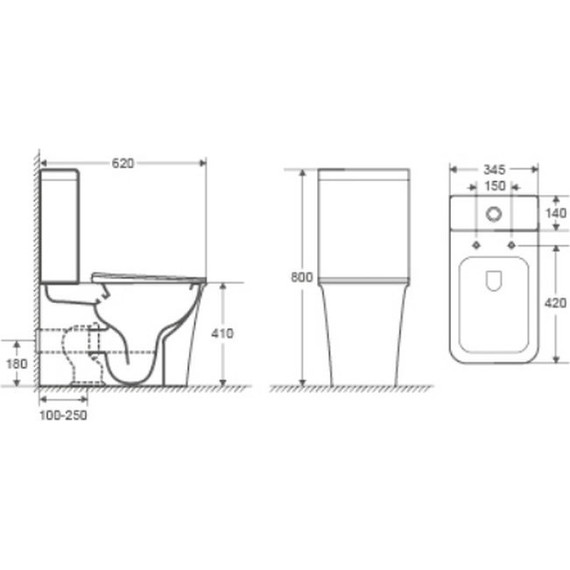 Унитаз-компакт CeramaLux Rimless 1222A с крышкой микролифт (арматура Geberit) фото 2