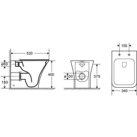Унитаз приставной CeramaLux Rimless 215D с крышкой микролифт фото 2