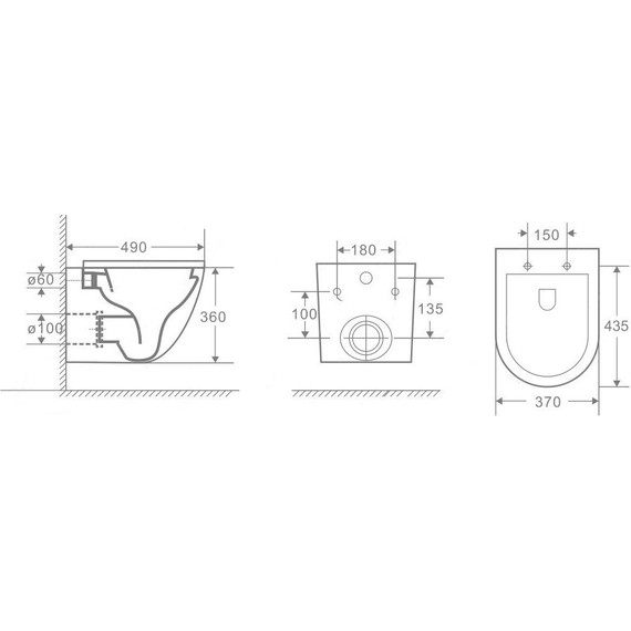 Унитаз подвесной CeramaLux Rimless 2197MB с крышкой микролифт, черный матовый, Цвет производителя: чёрный матовый фото 2