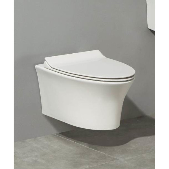 Унитаз подвесной CeramaLux Rimless CL-2100 с крышкой микролифт фото 2