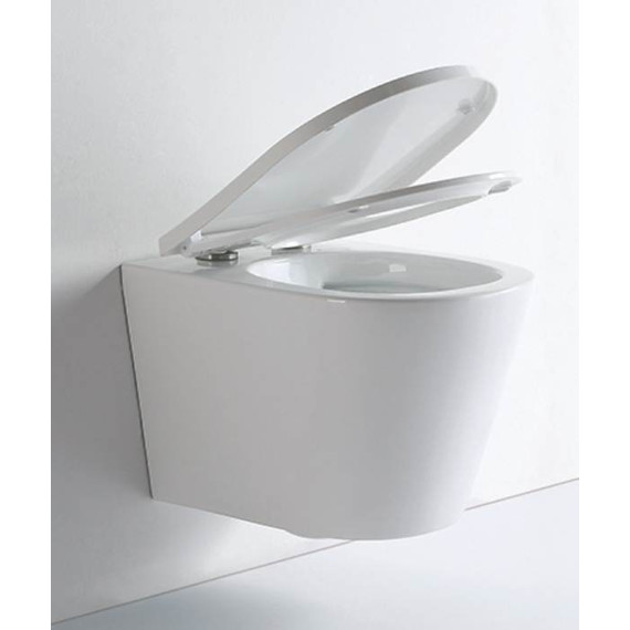Унитаз подвесной CeramaLux Rimless NS-5178 с крышкой микролифт, Цвет производителя: белый фото 2