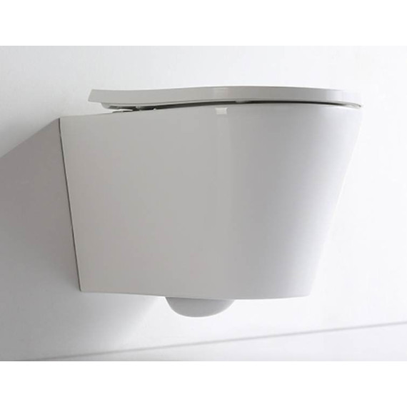 Унитаз подвесной CeramaLux Rimless NS-5178 с крышкой микролифт, Цвет производителя: белый фото 4