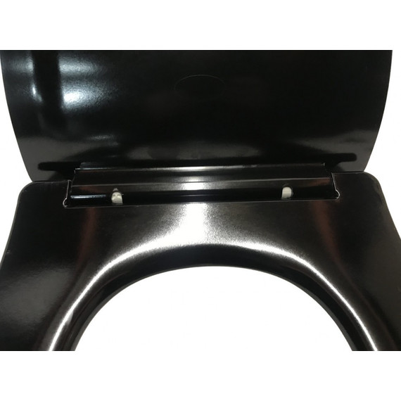 Унитаз подвесной CeramaLux Rimless NS5170-18 с крышкой микролифт, черный глянцевый, Цвет производителя: чёрный глянцевый фото 3