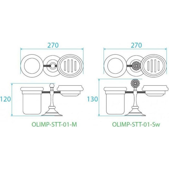 Стакан с мыльницей Cezares Olimp OLIMP-STT-01-Sw - 2 Стакан с мыльницей Cezares Olimp OLIMP-STT-01-Sw фото 2