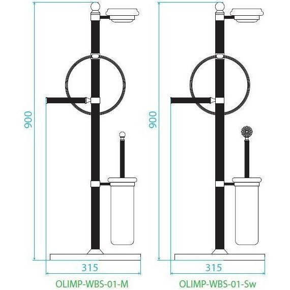 Стойка с держателем и ёршиком Cezares Olimp OLIMP-WBS-01-M - 2 Стойка с держателем и ёршиком Cezares Olimp OLIMP-WBS-01-M фото 2