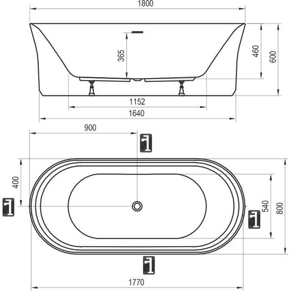 Ванна акриловая Ravak Ypsilon 180x80 см XC00100026, Размер - мм: 1800х800 - 9 Ванна акриловая Ravak Ypsilon 180x80 см XC00100026, Размер - мм: 1800х800 фото 9
