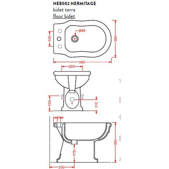 Биде напольная ArtCeram Hermitage HEB002 03 00 nero, чёрный фото 2