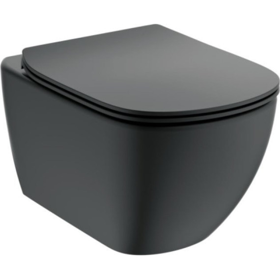 Унитаз подвесной безободковый Ideal Standard Silk Black Tesi AquaBlade T0079V3, черный матовый, Цвет производителя: чёрный матовый фото 