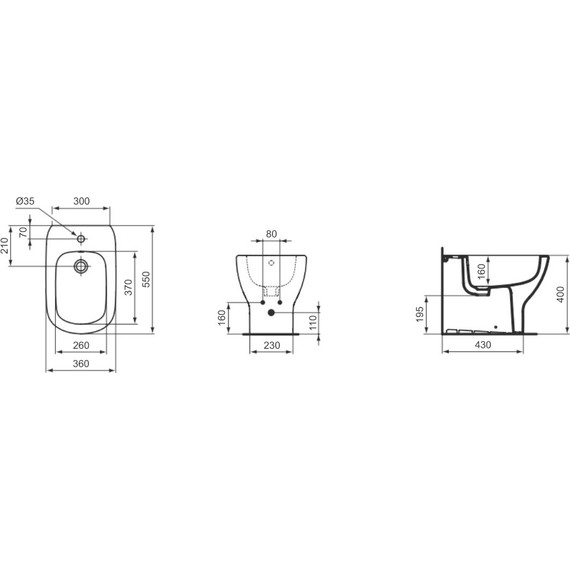 Биде напольное Ideal Standard Silk Black Tesi T3540V3, черный матовый фото 3