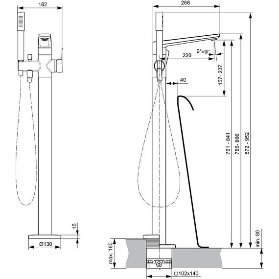 Смеситель для ванны Ideal Standard Silk Black Tonic II A6347XG, черный матовый фото 3