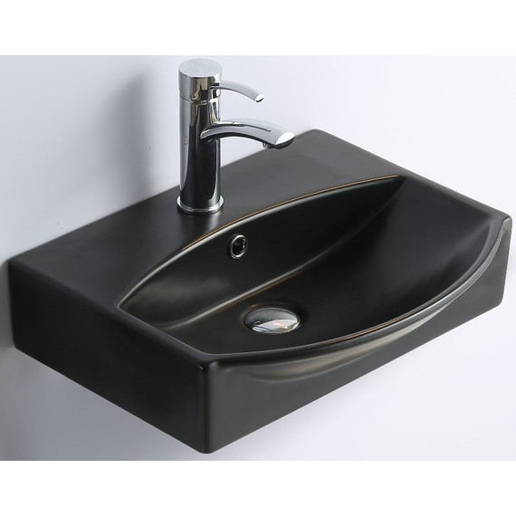 Раковина подвесная CeramaLux N 50 см 78014CMB, черный матовый фото 2