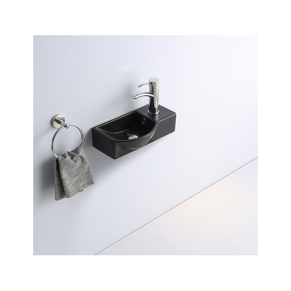 Раковина подвесная CeramaLux N 41 см 7947ALMB, черный матовый фото 3