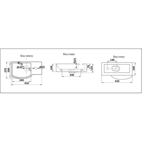 Раковина подвесная CeramaLux N 41 см 7947ALMB, черный матовый фото 4