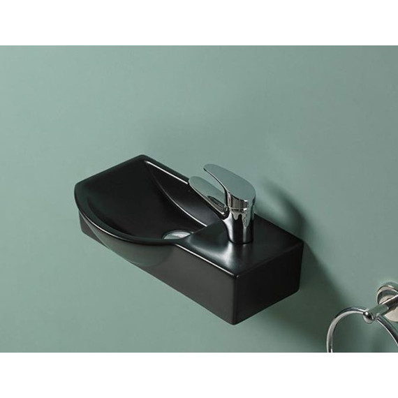 Раковина подвесная CeramaLux N 41 см 7947ALMB, черный матовый фото 2